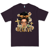 Plum Black Hair Believe Praying Caucasian Messy Bun Premium Tee - texasbilliewilder