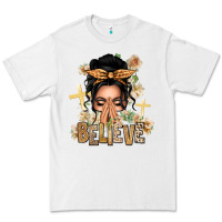 White Black Hair Believe Praying Caucasian Messy Bun Premium Tee - texasbilliewilder
