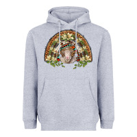 Heather Grey merino wool ram lily rainbow Heavyweight Hoodie - BarkalooDesign