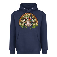Navy merino wool ram lily rainbow Heavyweight Hoodie - BarkalooDesign