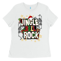 White Jingle bell rock Ladies Tee - NancyCooperArtShop