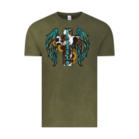 Vintage Olive western wings cross blessed Vintage Tee - RanaPortraitStore