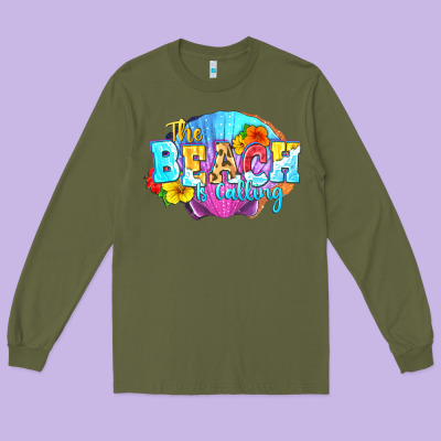 The Beach Is Calling Long Sleeve Tee Designed By Fadigitalartstudio