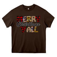 Chocolate Brown Merry Christmas Y'all Heavy Core Tee - Bettercallsaul