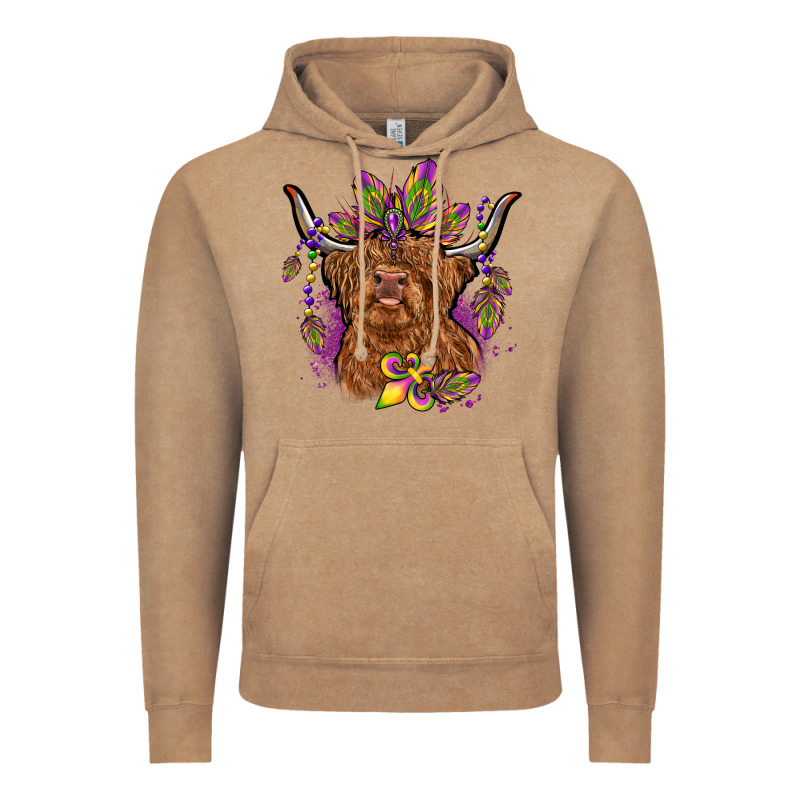 Mardi Gras Cow Vintage Hoodie by OliviaCreatesArt | Teevron