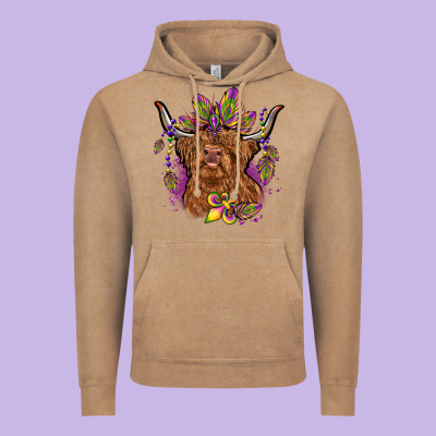Mardi Gras Cow Vintage Hoodie Designed By Oliviacreatesart