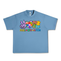 Pebble Blue Peace love Autism Urban Heavy Tee - CowGirlArtShop