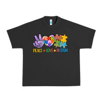 Pigment Black Peace love Autism Urban Heavy Tee - CowGirlArtShop