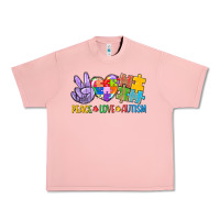 Salmon Peace love Autism Urban Heavy Tee - CowGirlArtShop