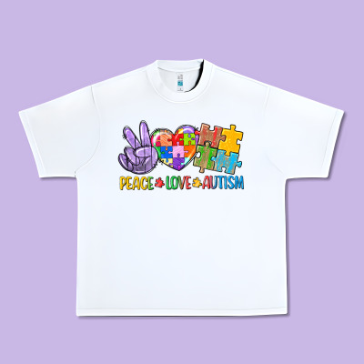 Peace Love Autism Urban Heavy Tee Designed By Cowgirlartshop