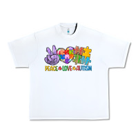 White Peace love Autism Urban Heavy Tee - CowGirlArtShop