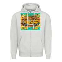 Dove Grey western bee gnomes truck honeycomb  leopard turquoise wooden serape Zipper Hoodie - Artiststas