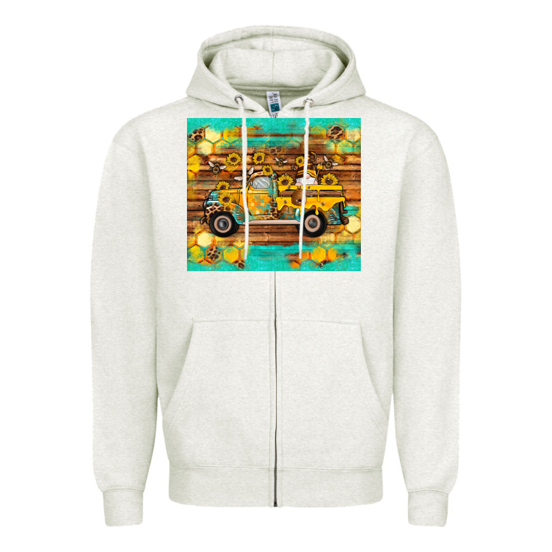 Western Bee Gnomes Truck Honeycomb  Leopard Turquoise Wooden Serape Zipper Hoodie by Artiststas | Teevron