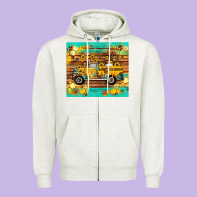 Western Bee Gnomes Truck Honeycomb  Leopard Turquoise Wooden Serape Zipper Hoodie Designed By Artiststas