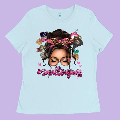 Small Business Messy Bun Ladies Tee Designed By Texasbilliewilder