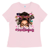 Bubblegum Pink Small business messy bun Ladies Tee - texasbilliewilder