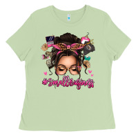 Matcha Small business messy bun Ladies Tee - texasbilliewilder