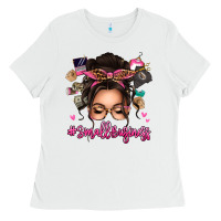 White Small business messy bun Ladies Tee - texasbilliewilder