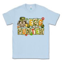 Dusty Blue Egg hunter with camouflage plate letters Easter Classic Tee - HowdyJamesFarm