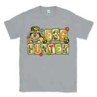 Heather Grey Egg hunter with camouflage plate letters Easter Classic Tee - HowdyJamesFarm
