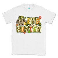 White Egg hunter with camouflage plate letters Easter Classic Tee - HowdyJamesFarm