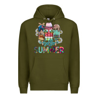 Army Green Hello Summer Premium Hoodie - CowhideDigitalArt