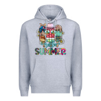 Heather Grey Hello Summer Premium Hoodie - CowhideDigitalArt