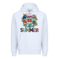 White Hello Summer Premium Hoodie - CowhideDigitalArt