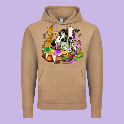 Holstein Mardi Gras Vintage Hoodie Designed By Oliviacreatesart