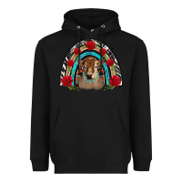 Black brown baby cow floral rose rainbow Heavyweight Hoodie - BarkalooDesign