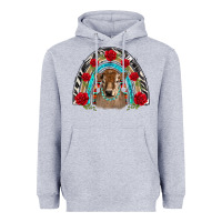 Heather Grey brown baby cow floral rose rainbow Heavyweight Hoodie - BarkalooDesign