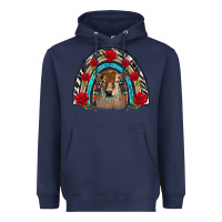 Navy brown baby cow floral rose rainbow Heavyweight Hoodie - BarkalooDesign