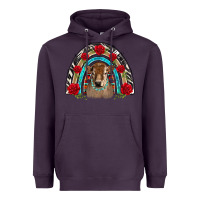 Plum brown baby cow floral rose rainbow Heavyweight Hoodie - BarkalooDesign