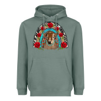 Sage brown baby cow floral rose rainbow Heavyweight Hoodie - BarkalooDesign