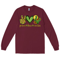 Burgundy peace love cactus Long Sleeve Tee - Jasminsmagicworld