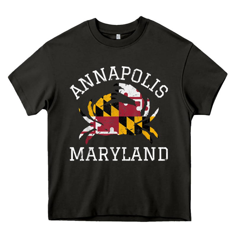 Annapolis Maryland Crab State Flag Home Travel Vintage Heavy Core Tee by longCreatives | Teevron