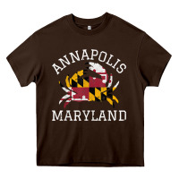 Chocolate Brown Annapolis Maryland Crab State Flag Home Travel Vintage Heavy Core Tee - longCreatives