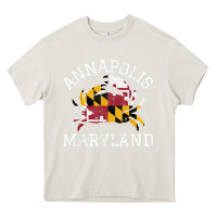 Cream Annapolis Maryland Crab State Flag Home Travel Vintage Heavy Core Tee - longCreatives