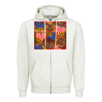 Oatmeal Heather america heart Zipper Hoodie - Artiststas