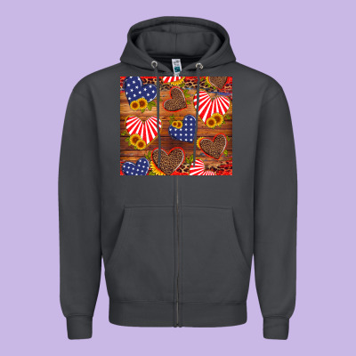 America Heart Zipper Hoodie Designed By Artiststas