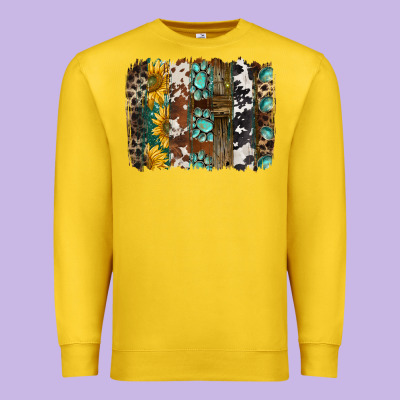 Western Handdrawn Patterns Brushstrokes Premium Sweatshirt Designed By Barkaloodesign