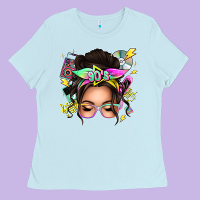 90s Messy Bun Ladies Tee Designed By Texasbilliewilder