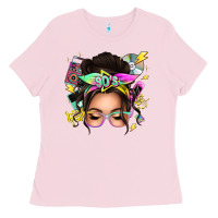 Bubblegum Pink 90s messy bun Ladies Tee - texasbilliewilder