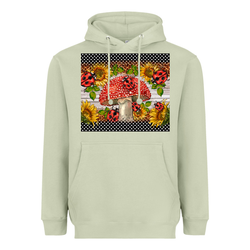 Ladybug Mushrooms Heavyweight Hoodie by BarkalooDesign | Teevron