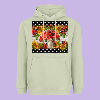 Ladybug Mushrooms Heavyweight Hoodie Designed By Barkaloodesign