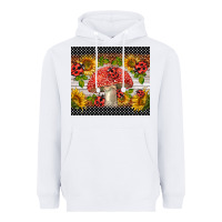 White ladybug mushrooms Heavyweight Hoodie - BarkalooDesign