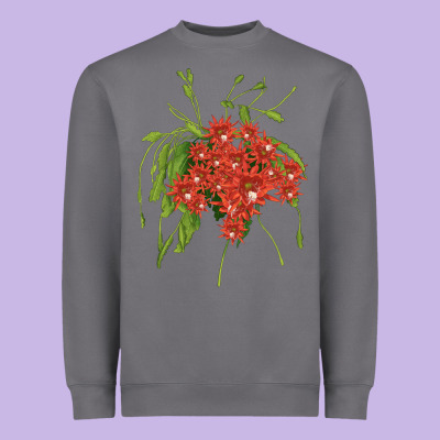 Red Orchid Cactus Heavyweight Sweatshirt Designed By Lillyallendesigns