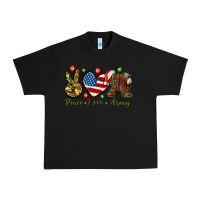 Black Peace Love Army Christmas 4th of july Urban Heavy Tee - HowdyJamesFarm