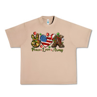 Burro Peace Love Army Christmas 4th of july Urban Heavy Tee - HowdyJamesFarm