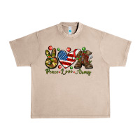 French Oak Peace Love Army Christmas 4th of july Urban Heavy Tee - HowdyJamesFarm